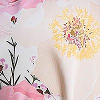 Szaténból készült rövid harang ruha kerekített dekoltázssal és nyomtatott virágmintával- StarShinerS