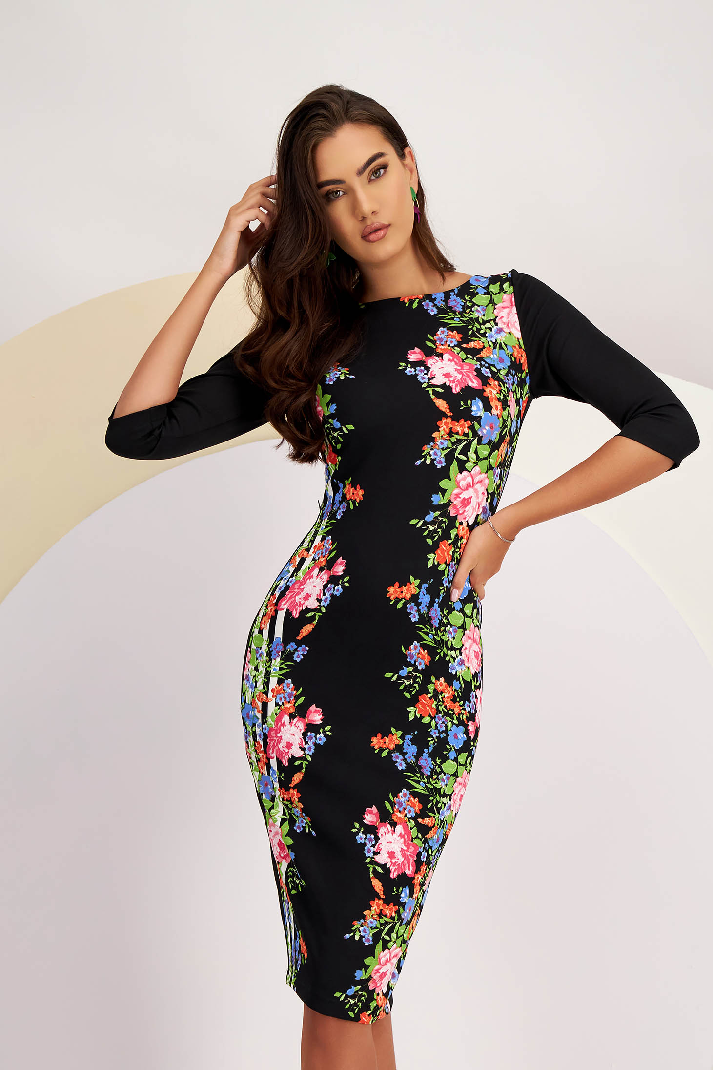 - StarShinerS dress crepe pencil with floral print