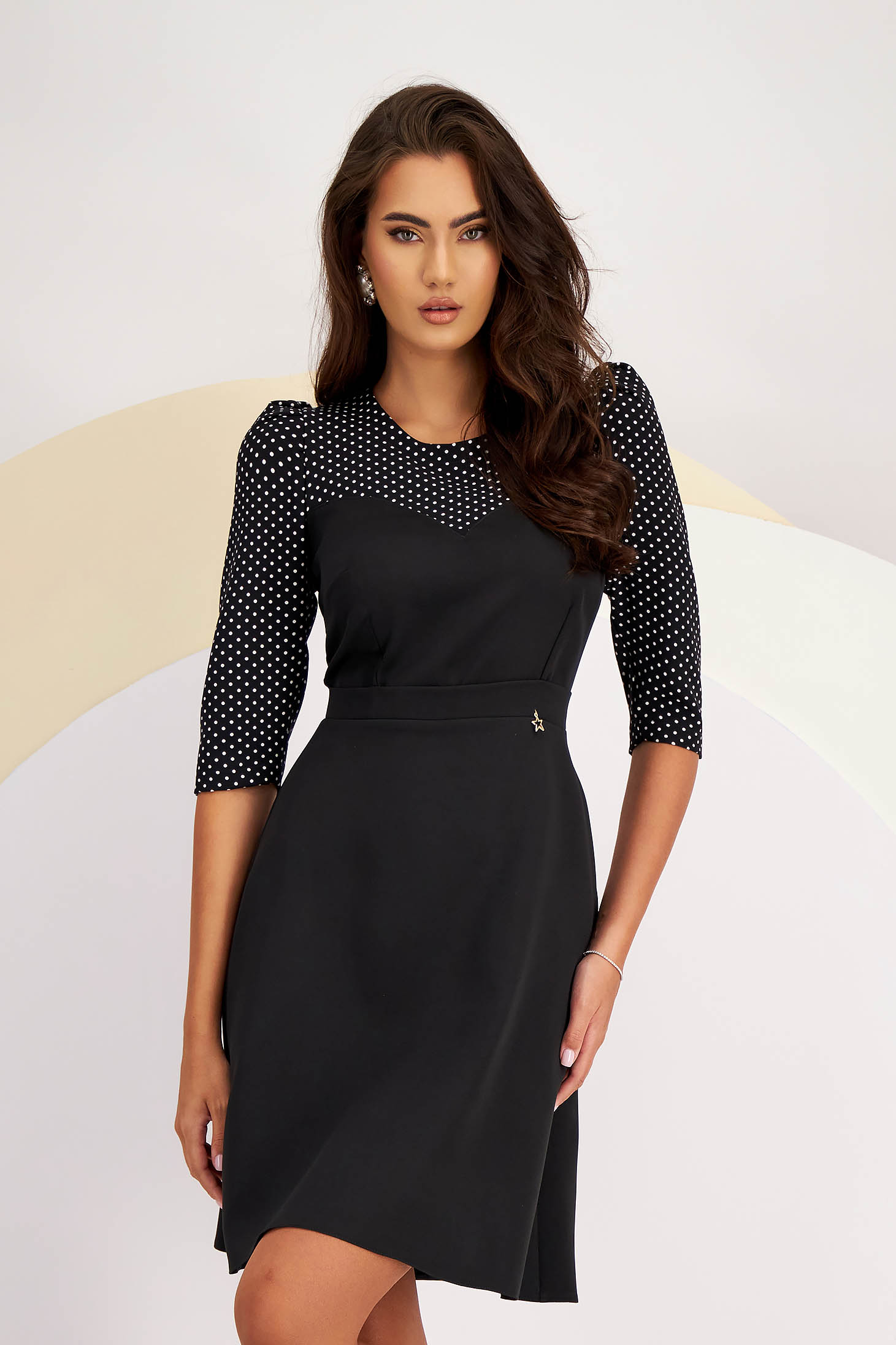 - StarShinerS dress elastic cloth short cut cloche high shoulders