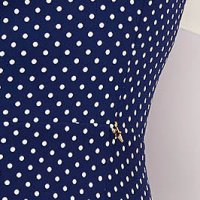 StarShinerS kék rövid elasztikus szövetruha, ceruza típusú és puffadt vállú