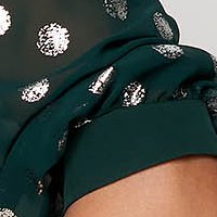 Rugalmas szövetü rövid egyenes ruha - sötétzöld, muszlin bő ujjakkal - StarShinerS