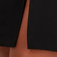 Rugalmas szövetü térdig érő ceruza ruha - fekete, bő muszlin ujjakkal - StarShinerS