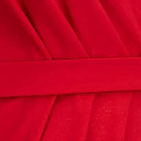 Krepp térdig érő ceruza ruha - piros, vállakon gyöngyös díszítéssel - StarShinerS