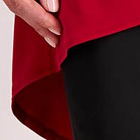 Vékony elasztikus dzsörzé női blúz - piros, aszimmetrikus, elöl sliccelt - StarShinerS