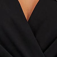 Krepp térdig érő ruha - fekete, átlapolt - StarShinerS