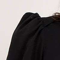 Krepp női blúz - fekete, szűk szabású, bő muszlin ujjakkal - StarShinerS