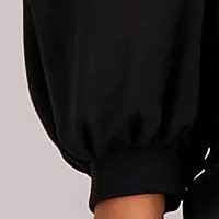 Krepp női blúz - fekete, szűk szabású, bő muszlin ujjakkal - StarShinerS