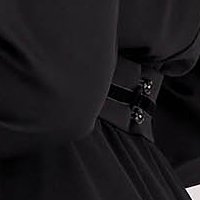 Georgette midi harang ruha - fekete, gumirozott derékrésszel, övvel ellátva - StarShinerS