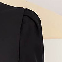 Georgette midi harang ruha - fekete, bő ujjakkal, bross kiegészítővel - StarShinerS
