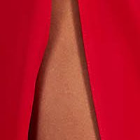 Georgette midi harang ruha - piros, bő ujjakkal, bross kiegészítővel - StarShinerS