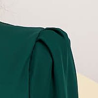 Georgette midi harang ruha - sötétzöld, bő ujjakkal, bross kiegészítővel - StarShinerS