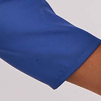 Enyhén rugalmas szövetü rövid ruha - kék, a-vonalú, buggyos ujjakkal - StarShinerS