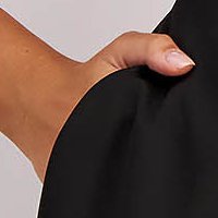 Rugalmas szövetü harang ruha - fekete, térdigérő, oldalt zsebekkel, bő ujjakkal - StarShinerS