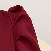 Rugalmas szövetü harang ruha - burgundy, térdigérő, oldalt zsebekkel, bő ujjakkal - StarShinerS