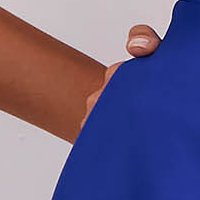 Rugalmas szövetü harang ruha - kék, térdigérő, oldalt zsebekkel, bő ujjakkal - StarShinerS