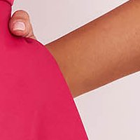 Rugalmas szövetü harang ruha - pink, térdigérő, oldalt zsebekkel, bő ujjakkal - StarShinerS