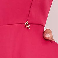 Rugalmas szövetü harang ruha - pink, térdigérő, oldalt zsebekkel, bő ujjakkal - StarShinerS