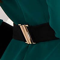 Rugalmas szövetü harang ruha - zöld, oldalt zsebekkel, öv tipusu kiegészitővel - StarShinerS