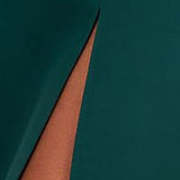 Rugalmas szövetü ceruza ruha - sötétzöld, térdig érő, muszlin ujjakkal - StarShinerS