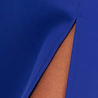 Rugalmas szövetü ceruza ruha - kék, térdig érő, muszlin ujjakkal - StarShinerS