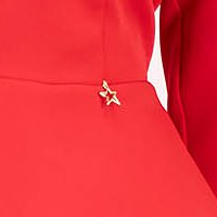 Piros elasztikus anyagból készült StarShinerS rövid ruha fátyolfodrokkal