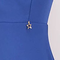 Kék elasztikus anyagból készült StarShinerS rövid ruha fátyolfodrokkal