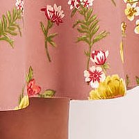 Rugalmas szövetü midi harang ruha - rózsaszín, virágmintás - StarShinerS