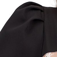 Rövid StarShinerS ruha fekete elasztikus anyagból, puffadt vállakkal