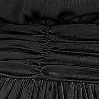 Szatén midi harang ruha - fekete, háromnegyedes bő  ujjakkal - StarShinerS