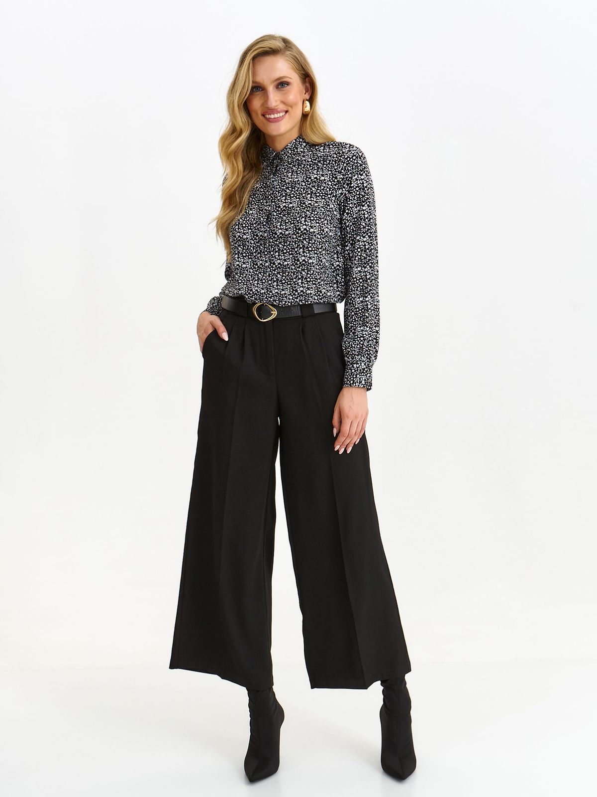 Camasa dama din material subtire neagra cu croi larg - Top Secret
