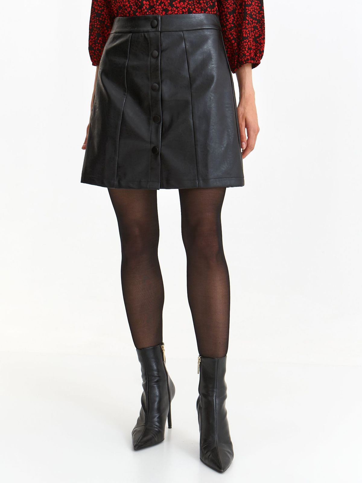 Black skirt from ecological leather short cut high waisted