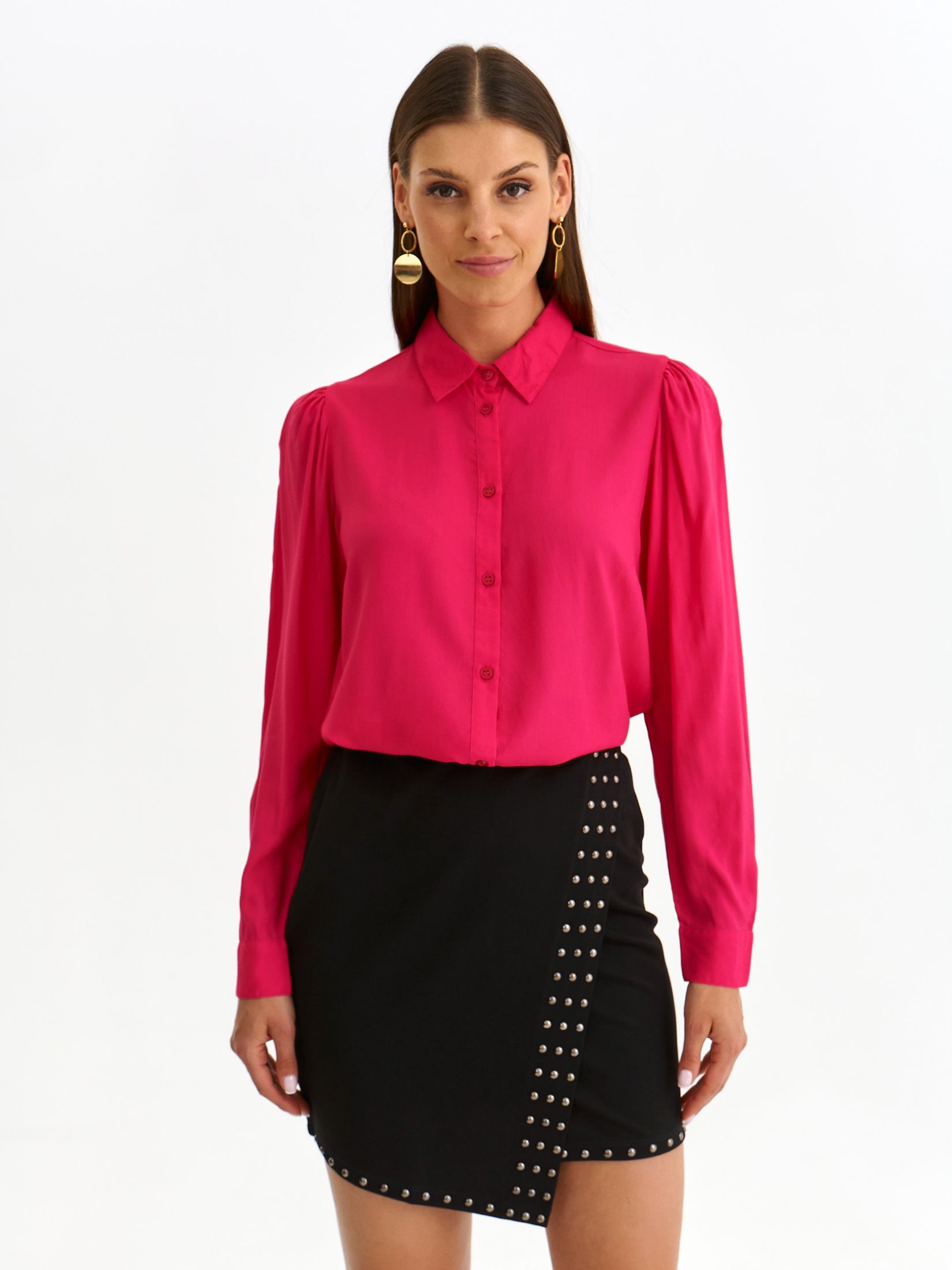 Pink women`s shirt thin fabric loose fit