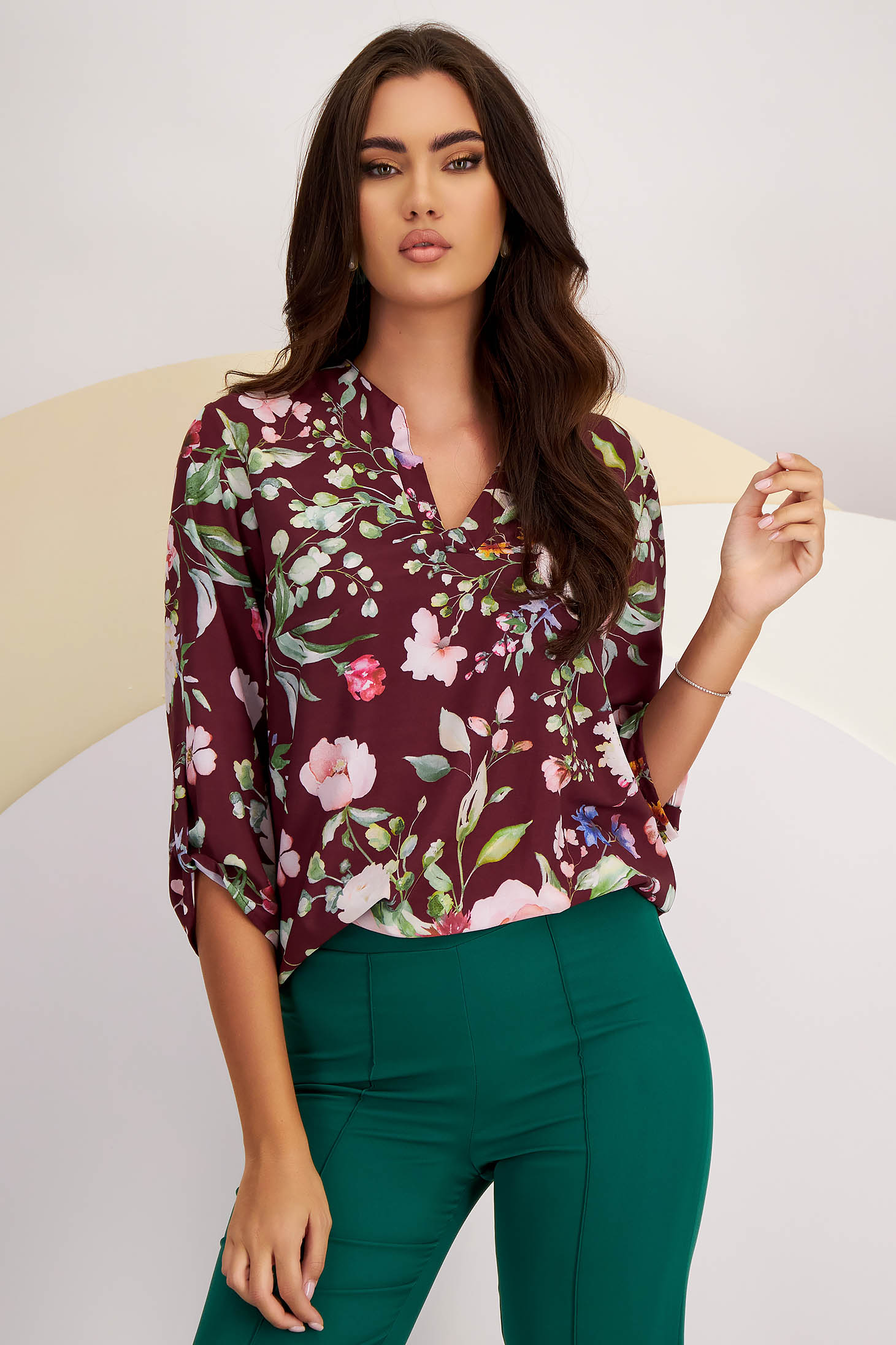 Ladies' Blouse Made of Thin Material with Loose Fit and Floral Print - Lady Pandora