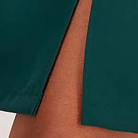 Rugalmas szövetü térdig érő ceruza ruha - sötétzöld, bő muszlin ujjakkal - StarShinerS