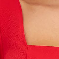 Krepp rövid harang ruha - piros, kocka dekoltázzsal - StarShinerS