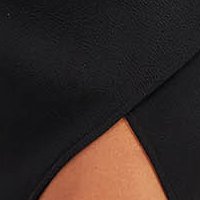 Krepp midi ceruza ruha - fekete, átlapolt dekoltázzsal - StarShinerS