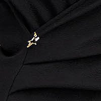 Krepp midi ceruza ruha - fekete, átlapolt dekoltázzsal - StarShinerS