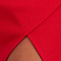 Krepp midi ceruza ruha - piros, átlapolt dekoltázzsal - StarShinerS
