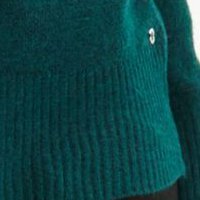 Kötött bő szabású pulóver - sötétzöld, v-dekoltázzsal