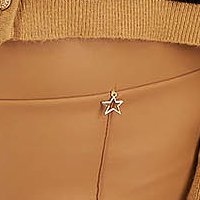 Műbőr szűk szabású magas derekú nadrág - bézs - StarShinerS