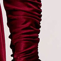 Bársony rövid harang ruha - burgundy, szögletes dekoltázzsal - StarShinerS