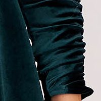 Bársony rövid harang ruha - sötétzöld, szögletes dekoltázzsal - StarShinerS