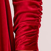Bársony rövid harang ruha - piros, szögletes dekoltázzsal - StarShinerS