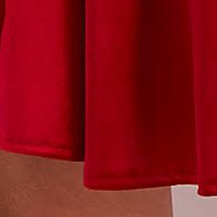 Bársony rövid harang ruha - piros, szögletes dekoltázzsal - StarShinerS