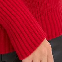 Piros kötött bő szabású pulóver