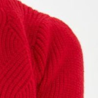 Piros kötött bő szabású pulóver