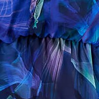 Kék muszlin midi ruha, harang alakú gumirozott derékrésszel