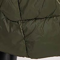 Vízlepergető hosszú szűkített dzseki - khaki, eltávolítható kapucnival és műszőrme részekkel a kapucnin