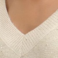 Bézs kötött bő szabású pulóver