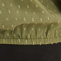 Muszlin bő szabású női blúz - khaki zöld, bő és gumírozott ujjakkal